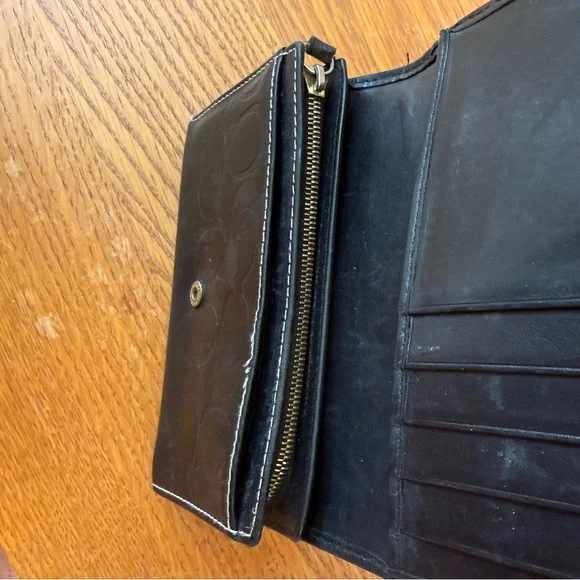 Coach Leather Wallet Black BiFold Snap Wallet Very Nicely Nice - Picture 7 of 11
